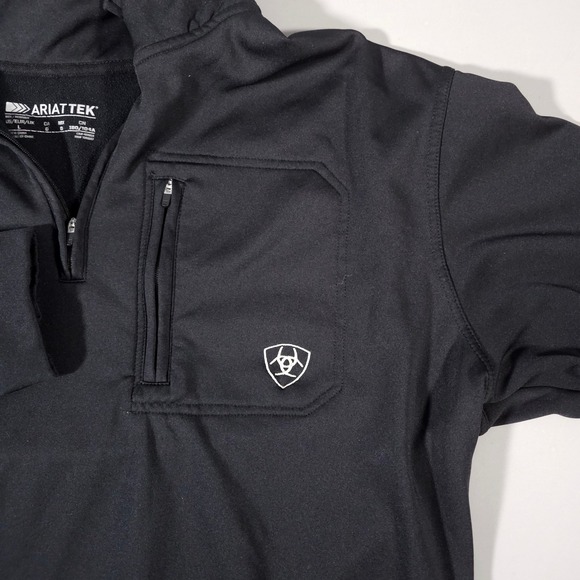Ariat Team Logo 1/4 Zip Mens L Black AriatTEK Sweatshirt 10013114 Pullover - Picture 2 of 9